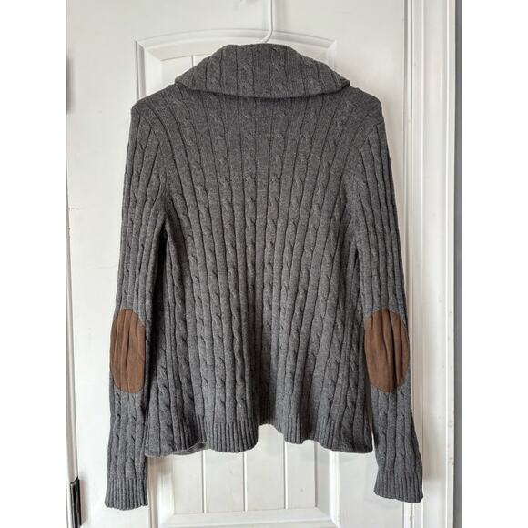 Chaps Men's Medium Cardigan Shawl Collar Button Front Sweater Steel Heat Gray - Picture 3 of 3